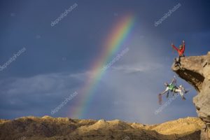 depositphotos 58111119 stock photo climbing team on the edge